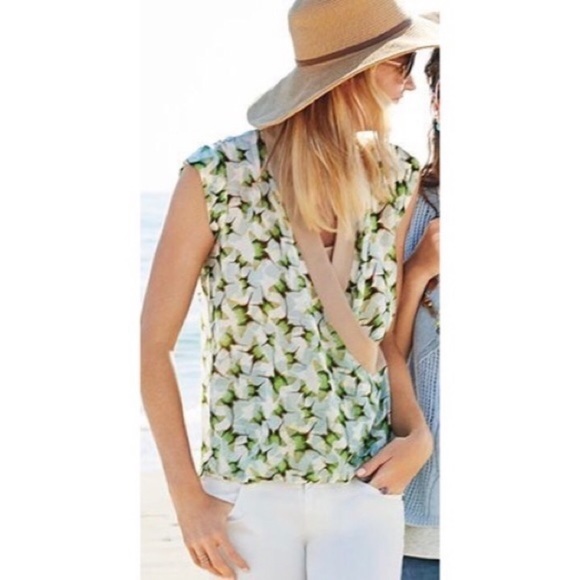 CAbi Tops - Cabi Butterfly Faux Wrap Sheer Blouse 234